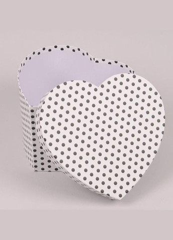 Комплект белых коробок для цветов Сердце в черный горошек 3 шт. 39890 Flora (342109020)