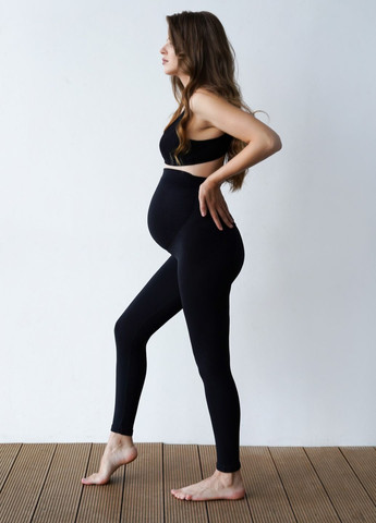 Черные демисезонные леггинсы для беременных No Brand