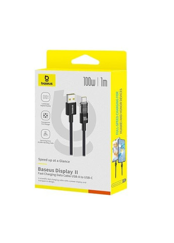 Кабель Display 2 Fast Charging Data Cable USB-A to USB-C 100W 1m Black Baseus (365729042)