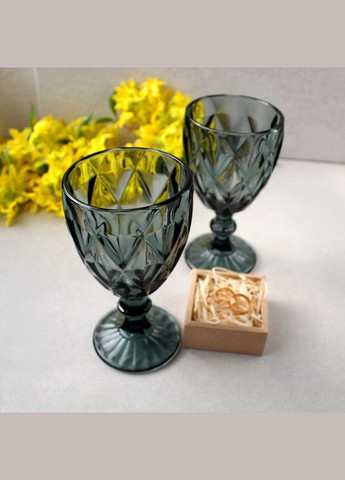 Набір вінтажних чорних келихів для вина "Кварц" 6 шт 240 мл (6433) Hell (303138407)