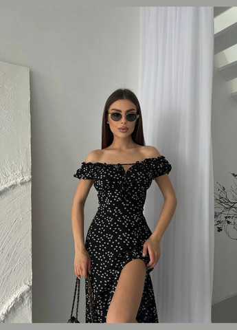 Черное повседневный женское платье с цветочным принтом Україна с цветочным принтом