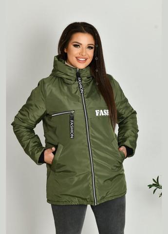 Оливкова (хакі) женская короткая куртка цвет хаки р.48/50 449636 New Trend
