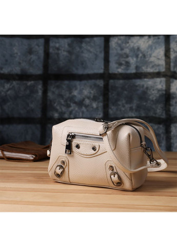 Компактна сумка жіноча з трендовим декором з натуральної шкіри 22923 Білий Vintage (349442744)