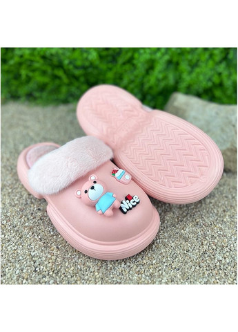 Жіночі сабо утеплені з джибітсами Е-0020336-4 Рожеві Sanlin (303929034)