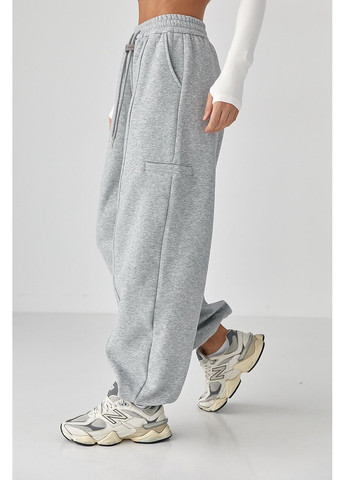 Однотонные теплые спортивные штаны с затяжками внизу Lurex (368276477)