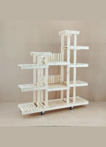 Підставка для квітів з дерева Бордо на коліщатках бланже (ЦВТ-102401) No Brand (328226018)