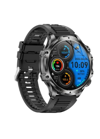 Розумний годинник Smart Turbo Power IPS 416x416 сенсорний сталь 24,8 см каучуковий чорний No Brand (401850401)