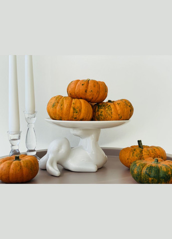 Блюдо керамічне на підставці Білий кролик,білий No Brand (335879860)