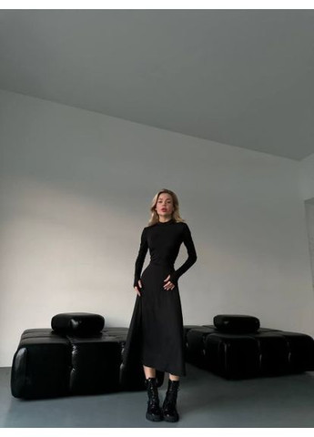 Чорна сукня міді, мікродайвінг,, р. (арт. 289sh) No Brand