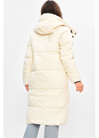 Молочна зимня куртка жіноча подовжена зима молочного кольору Let's Shop