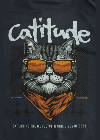 Костюм спортивний чоловічий Макс тринитка футер сірий грі, з принтом Catitude (DTG) роз. 2XL 4PROFI (316090843)