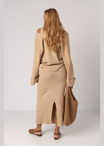 Вязаный костюм-тройка с кардиганом юбкой и топом Lurex (302212668)