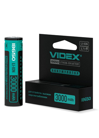 Аккумулятор литийионный 18650-P 3000mAh с защитой (24450) Videx (282312842)
