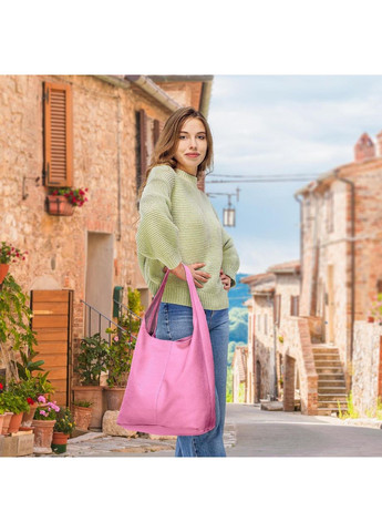 Хобо Рожевий - Італійська жіноча м’яка сумка-хобо із натуральної шкіри без підкладки на блискавці (011943-pin-D101) TAKEASY (358223245)