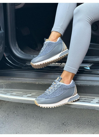 Зимові жіночі кросівки теплі сірі хутро баранчик на високій підошві No Brand сірі зими (367954637)