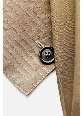 Бежевое короткое платье-рубашка с ремнём Zara