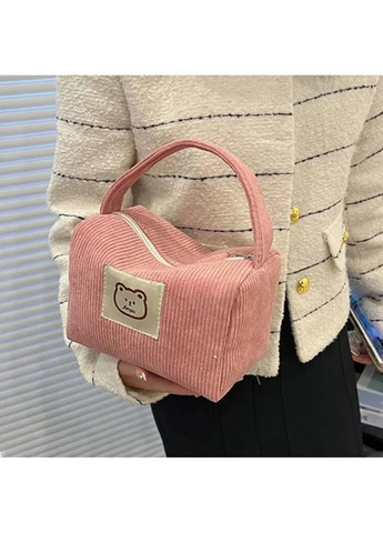 Ніжна текстильна рожева косметичка з ручкою No Brand (302212917)