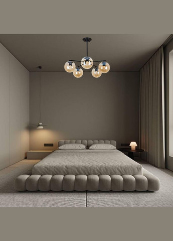 Чорна люстра з кавових кульок на 5 ламп (52-F150-5 BK+BR) No Brand (370070035)