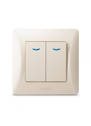 Выключатель двухклавишный кремовый с подсветкой BINERA Videx (366298512)