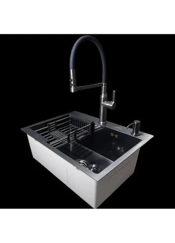 Комплект кухонной мойки NANO BLACK PVD HS60*45 (3.0/1.0 мм) декор Kraft (382686137)