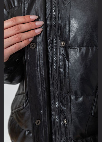Черная демисезонная куртка женская демисезонная экокожа, цвет черный, Ager