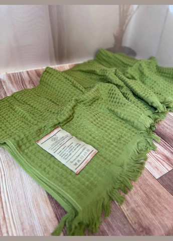 Покривало бавовняне вафельне 80х150 см Зелений (П4К-al-vafel-pled-001-02) No Brand (308755051)