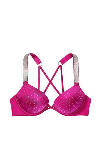 Фуксиновый демисезонный женский купальник bikini top shine strap bombshell pushup thong berry blush 75b/xs Victoria's Secret