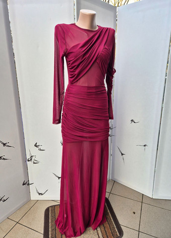 Бордовое вечернее платье женское вечернее длинное по фигуре футляр G&N однотонное