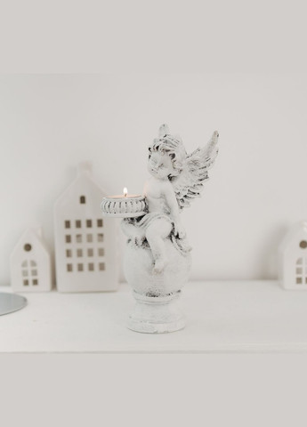 Подсвечник ангел на шаре (свеча по праву) 23*11*11 см (СП5273 серый) Гранд Презент (282743467)