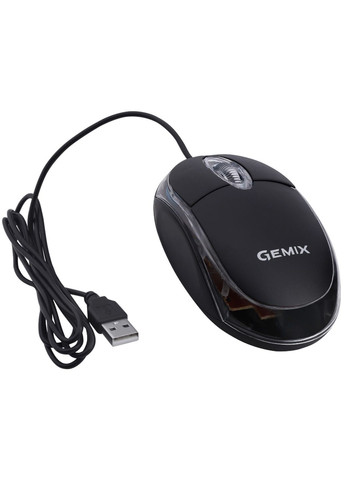 Дротова мишка для ноутбука GM105, чорна, USB, маленька, з червоною підсвіткою Gemix (340112210)