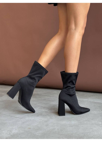 Черные демисезонная женские демисезонные ботильоны на удобном каблуке No Brand