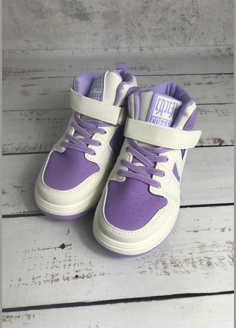 Комбіновані осінні кросівки хайтопи демісезонні дитячі на дівчинку фіолетово-білий (1058) Paliament