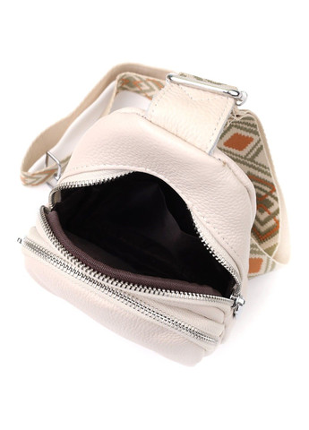 Сумка-слінг із натуральної шкіри для жінок 22936 Білий Vintage (356452085)