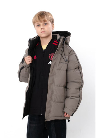 Світло-коричнева зимня зимова куртка для хлопчика однотонна з регульованим капюшоном (p-18519) Носи своє