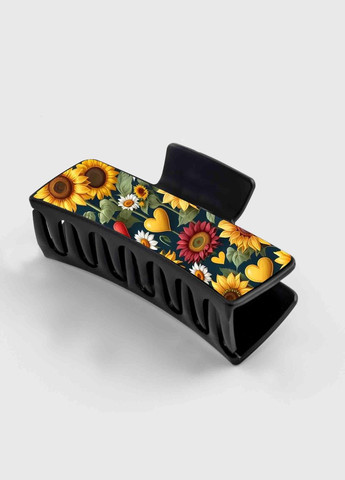 Заколка крабик для волос женская зажим шпилька Цветы #029 черная No Brand (315630638)