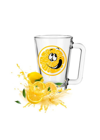 Чашка з лимоном скляна прозора 250 мл 7167 No Brand (276533722)