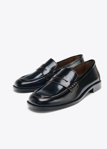 Zara Лофери чорний з натуральна шкіра, іспанія — демісезон (363040700)