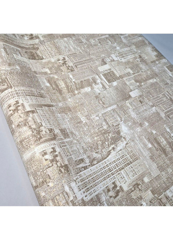 Обои виниловые на флизелиновой основе 10.05 × 1.06 м 338-02 бежевые для гостиной, спальни, коридора, прихожей Слов'янські шпалери (340275345)