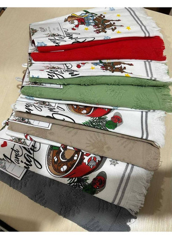Кухонні рушники новорічні, різдвяні 12 шт Vishnya комбінований