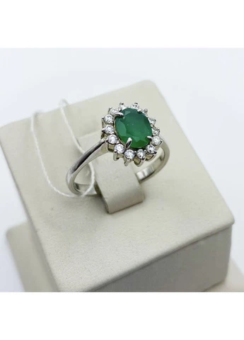 Кольцо серебряное с зеленым агатом 18,5 3,36 г No Brand (382674338)