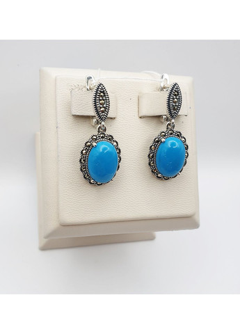 Серьги серебряные с бирюзой и марказитом 8,96 г No Brand (369737723)