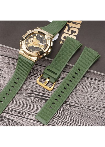 Ремешок для часов Casio G-Shock армейский зеленый полимерный унисекс с золотистой пряжкой стильный ремешок ProDobro (367264855)