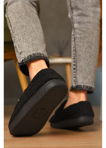 Черные домашние тапочки женские на меху черного цвета Let's Shop