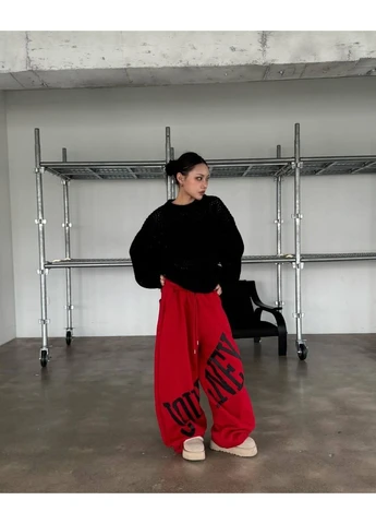 Широкі штани вільного крою з акцентним принтом No Brand (377370712)
