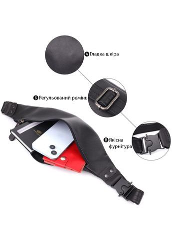 Сумка на пояс через плечо мужская кожаная Черный 35635 Shvigel (334673985)