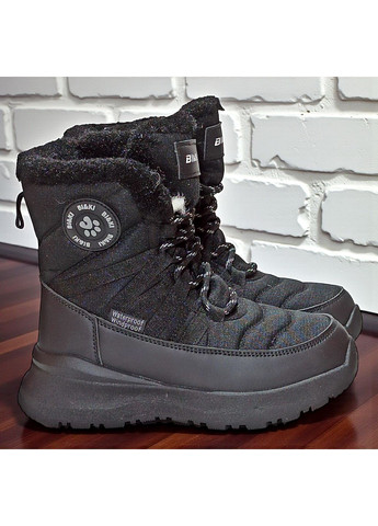 Черные зимние подростковые ботинки для девочки,зимние ботинки для девочки подростка,зимние хайтопы для девочки,дутики для подростка Biki со шнурками