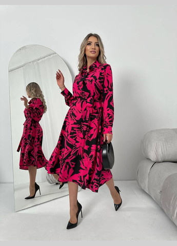 Розовое женское платье из шелкового софта цвет малина р.42/44 454118 New Trend