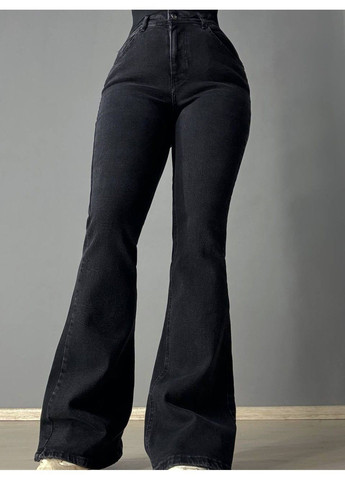 Джинси жіночі 7032 кльош від коліна висока посадка стрейчеві чорні Sherocco - (360938403)