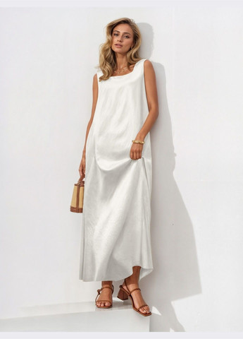 Молочное кэжуал платье-макси молочного цвета Dressa однотонное
