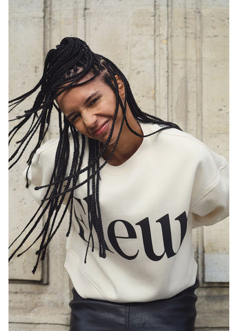 ТОЛСТОВКА С ПРИНТОМ женская белая H&M (369335358)